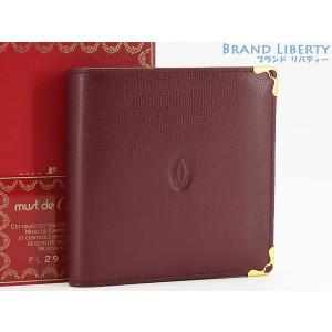 新品同様 カルティエ  マスト ドゥ カルティエ インターナショナル ウォレット 二つ折り長財布 ボルドー カーフレザー L3000466 Cartier（カルティエ） 超美品 マストドゥカルティエ