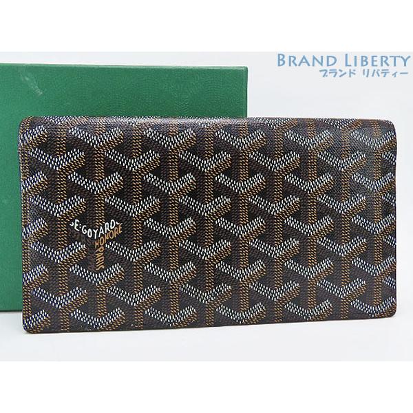 美品 ゴヤール GOYARD ヘリボーン リシュリュー 二つ折り長財布 ブラック PVC レザー A...