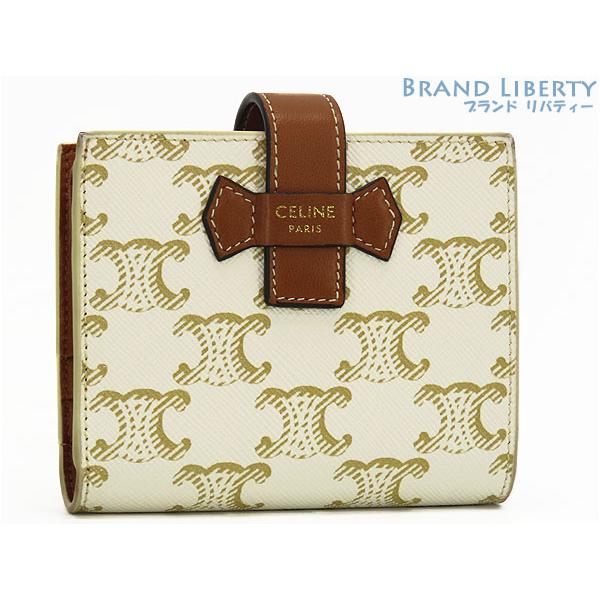 美品 セリーヌ CELINE トリオンフ スモール ストラップウォレット エッセンシャル 二つ折り財...