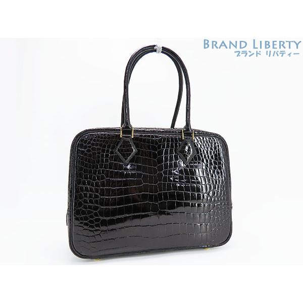 激レアほぼ新品 エルメス HERMES プリュム 28 ポロサス シャイニー クロコダイル ハンドバ...
