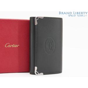 新品 カルティエ Cartier マストドゥカルティエ 6連 キーケース キーリング キーホルダー ブラック カーフレザー L3001359｜brandliberty
