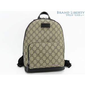 新古品 グッチ GUCCI GGスプリーム バックパック リュックサック ベージュ ブラック PVC レザー 429020｜brandliberty