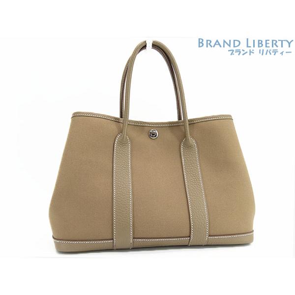 超美品 エルメス HERMES ガーデンパーティTPM トートバッグ ハンドバッグ エトゥープ ベー...