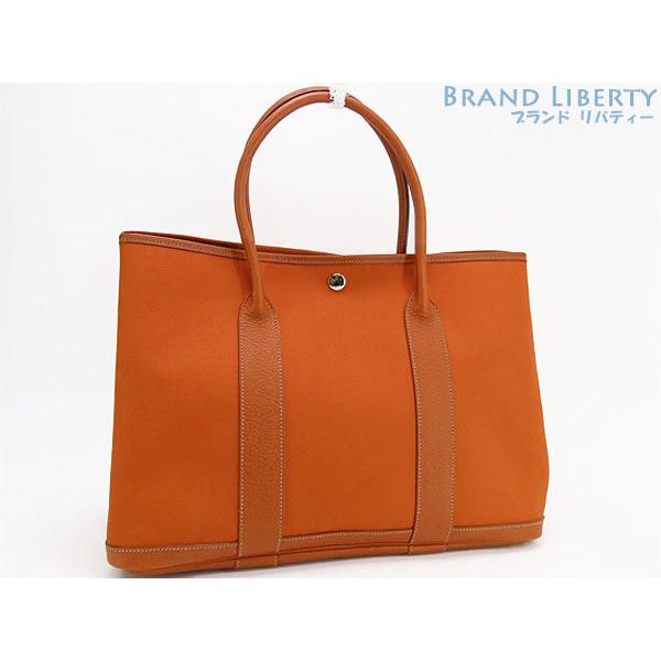 外超美品 エルメス HERMES ガーデンパーティPM トートバック ハンドバッグ ポティロン オレ...