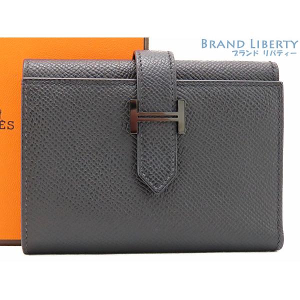 新品同様 エルメス HERMES ベアン コンビネ モノクローム 三つ折り財布 コンパクト財布 ソー...