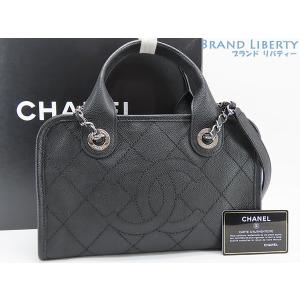 未使用 シャネル ココマーク キャビアスキン ドーヴィル ボーリングバッグ 2WAY ショルダーバッグ ミニボストンバッグ ブラック A92757