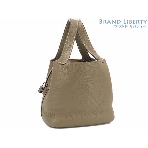 美品 エルメス HERMES ピコタンロック 18 PM ハンドバッグ トートバッグ エトゥープ ベ...