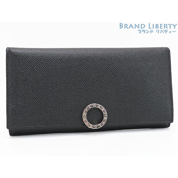 ほぼ新品 ブルガリ BVLGARI ブルガリブルガリ ロゴクリップ 二つ折り長財布 ブラック グレイ...