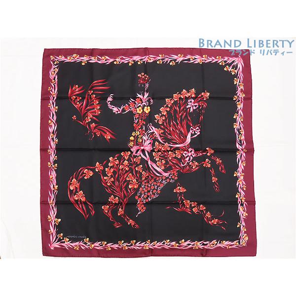 未使用 エルメス HERMES カレ90 H.d'Origny CHEVAL fleuri 花咲く馬...