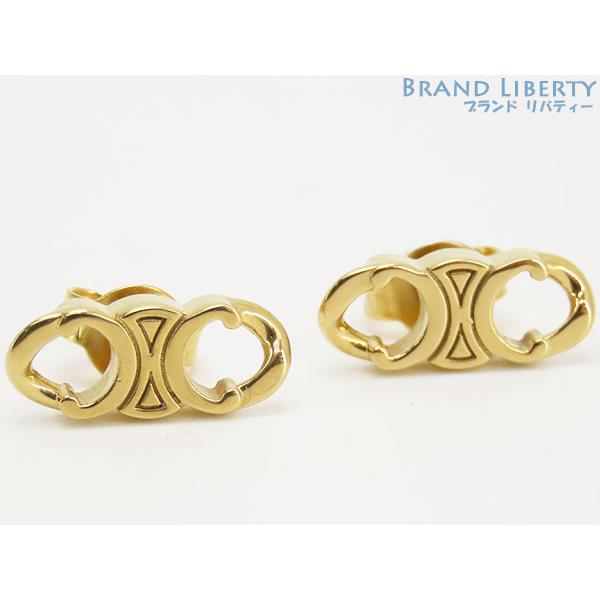 ほぼ新品 セリーヌ CELINE トリオンフ グルメット スタッズ ピアス ゴールド 460BL6B...