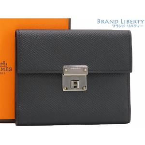 新古品 エルメス HERMES クリック ミニ 三つ折り カードケース パスケース 名刺入れ ブラック シルバー金具 ヴォーエプソン C刻