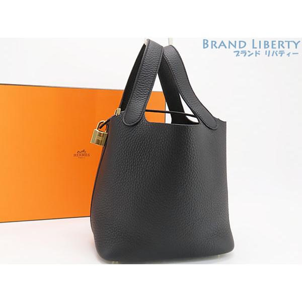 新古品 エルメス HERMES ピコタンロック 18 PM ハンドバッグ トートバッグ ブラック ゴ...