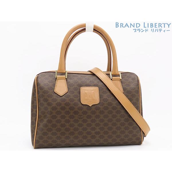美品 セリーヌ CELINE ヴィンテージ マカダム 2WAY ミニボストンバッグ ハンドバッグ シ...