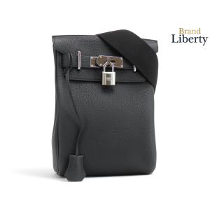 超美品 エルメス HERMES アッカド PM 斜め掛けショルダーバッグ スリングバッグ ボディバッグ バムバッグ ショルダーポーチ ブラック トゴ H083589CK89 W刻
