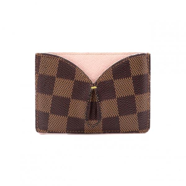 LOUIS VUITTON ルイヴィトン ダミエエベヌ カードケース PVC レザー ブラウン ピン...