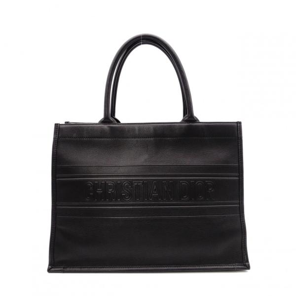 DIOR ディオール ブックトート ミディアム トートバッグ レザー ブラック ロゴ CD