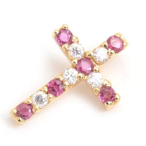 スタージュエリー ペンダント レディース ルビー クロス ジルコニア ペンダントトップ イエローゴールド STAR JEWELRY K18 中古｜brandmax