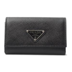 プラダ 小物 レディース メンズ ユニセックス サフィアーノ 4連 キーケース カーフ ブラック PRADA 中古｜brandmax