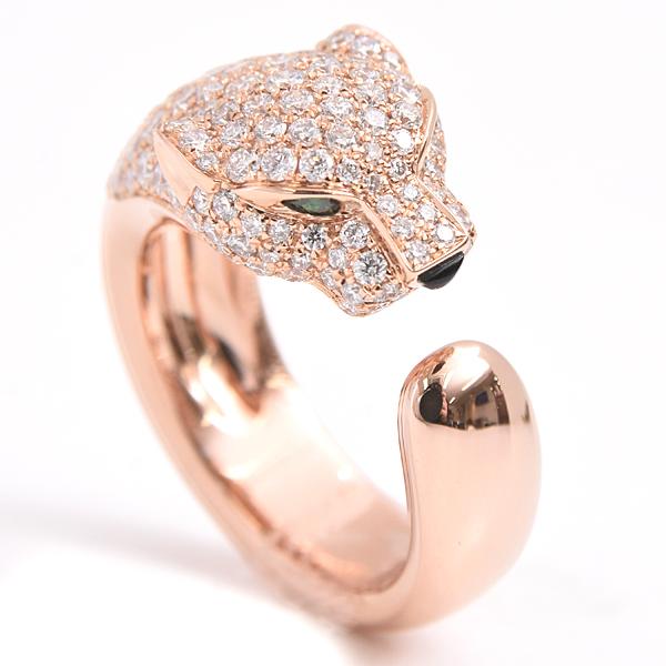 カルティエ 指輪 ユニセックス パンテール マサイ パヴェダイヤ リング 55号 ピンクゴールド C...