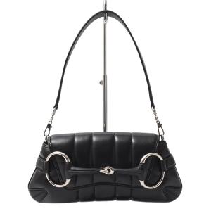 Gucci ブラックレザー ショルダーバッグ グッチ ショルダーバッグ バケットバッグ キャンバス レザー 782908