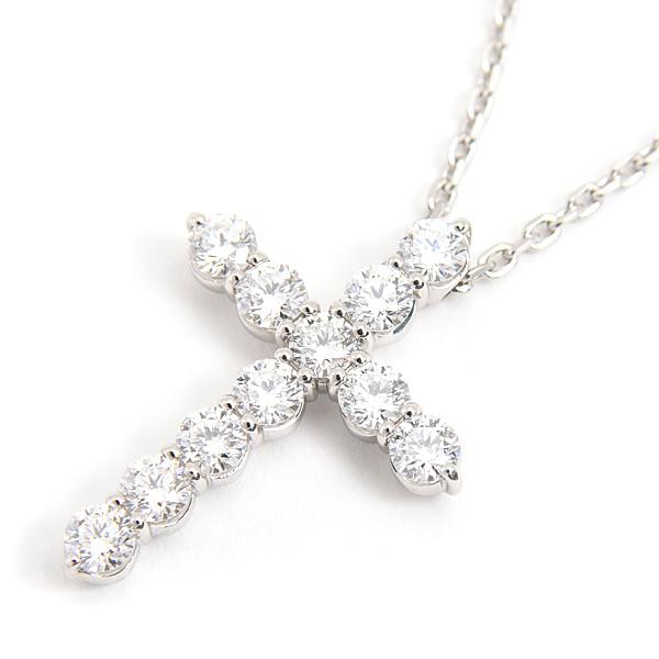 スタージュエリー ネックレス レディース ダイヤ クロス ペンダント D0.50ct プラチナ PT...