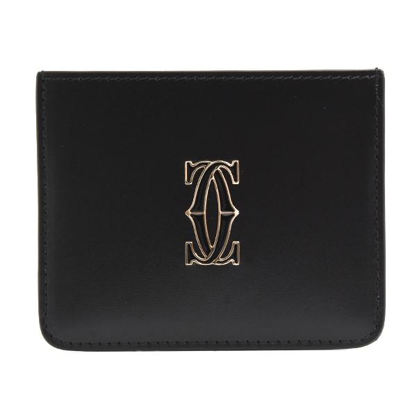 カルティエ カードケース メンズ Cドゥカルティエ シンプルカードホルダー カーフ ブラック Car...