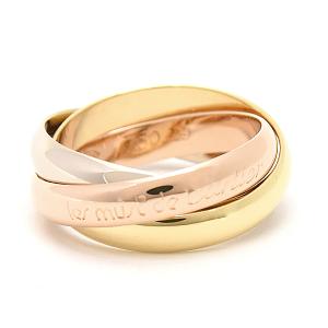 カルティエ 指輪 レディース トリニティ リング 刻印サイズ49 実測9号 幅3.2mm 3連 三連 Cartier ゴールド 750YG×WG×PG 中古