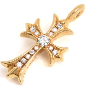 クロムハーツ ペンダント メンズ タイニーファット クロス ダイヤ ペンダント トップ イエローゴールド CHROME HEARTS 22KYG 中古