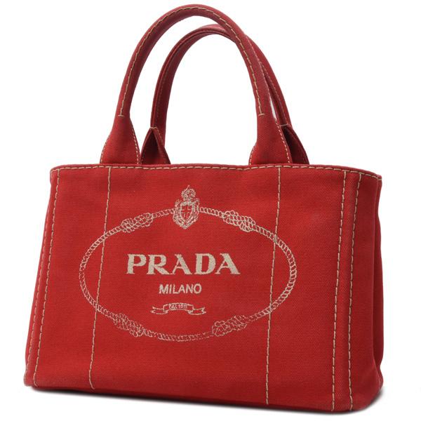 プラダ バッグ レディース カナパトート ハンドバッグ デニム レッド PRADA 中古