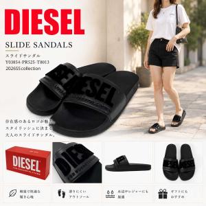 【爆買ウルトラSALE】DIESEL ディーゼル Y03854 PR525 T8013 SA-MAYEMI FLOCK W スライドサンダル シャワーサンダル ブラック ロゴ レディース