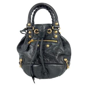 BALENCIAGA バレンシアガ 2wayショルダーバッグ ミニポンポン ブラック系 レザー 中古 レディース｜brandoff