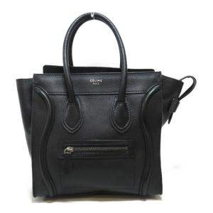 CELINE セリーヌ ハンドバッグ ラゲージマイクロ ハンドバッグ ブラック系 レザー 中古 レディース｜brandoff