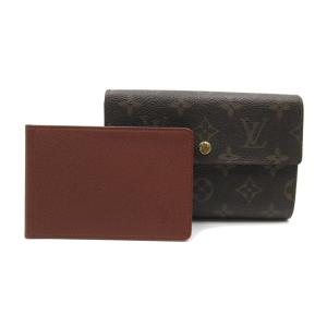 LOUIS VUITTON ルイ・ヴィトン 三つ折り財布 ポルト トレゾール エテュイ パピエ ブラウン系 モノグラム 中古 ユニセックス｜brandoff