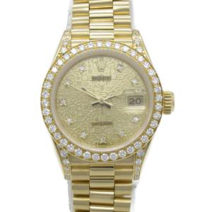 ROLEX ロレックス 腕時計 デイトジャスト ベゼル・ラグダイヤモンド/10Pダイヤモンド 腕時計 ウォッチ ゴールド系 K18（イエローゴールド） 中古 レディース｜brandoff
