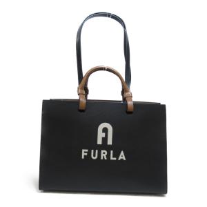 Furla フルラ トートバッグ ヴァーシティ スタイル トート ショルダーバッグ ブラック レザー レディース｜brandoff