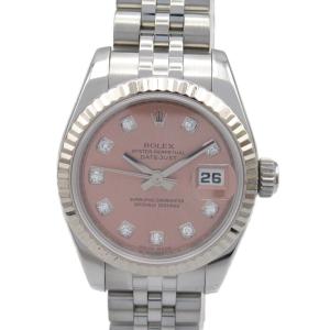 ロレックス デイトジャスト 10Pダイヤ Z番 ブランドオフ ROLEX ステンレススチール 腕時計 WG/SS 中古 レディース｜brandoff