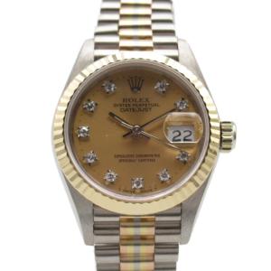 ロレックス デイトジャスト 10Pダイヤ 9番 ブランドオフ ROLEX K18WG（ホワイトゴール...