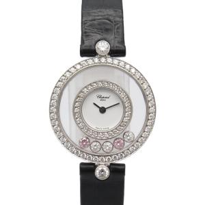 ショパール ハッピーダイヤモンド ブランドオフ Chopard K18WG（ホワイトゴールド） 腕時計 WG/クロコ革 中古 レディース｜brandoff