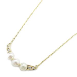 ミキモト パール ダイヤ ネックレス ブランドオフ MIKIMOTO K18（イエローゴールド） ネックレス K18YG 中古 レディース｜brandoff