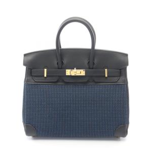 エルメス バーキン25 ブルーエジェ ブランドオフ HERMES キャンバス ハンドバッグ ヴォースイフト/トワルキャド