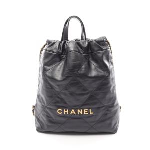 シャネル シャネル22 スモール ブランドオフ CHANEL レザー リュックサック バックパック シャイニーカーフスキ