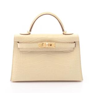 エルメス ミニケリー2 ヴァニラ 2WAY ブランドオフ HERMES その他 ハンドバッグ アリゲーターマット 中古 レデ