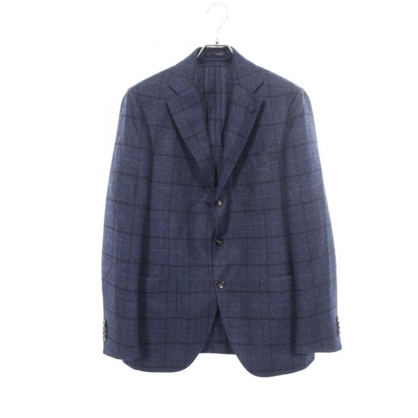 ラルディーニ チェック ブランドオフ LARDINI ウール テーラードジャケット 中古 メンズ
