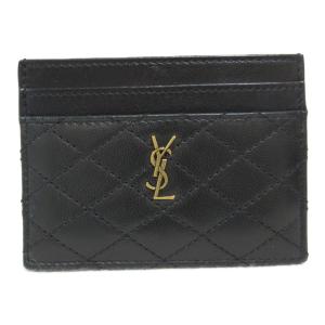 YVES SAINT LAURENT イヴ・サンローラン カードケース カードケース ブラック系 ラムスキン（羊革）  中古 レディース｜brandoff