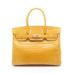 エルメス バーキン30 ジョーヌアンブル ブランドオフ HERMES エキゾチックレザー ハンドバッグ クロコポロサス