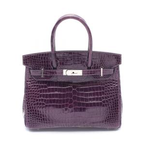 エルメス バーキン30 アメジスト ブランドオフ HERMES エキゾチックレザー ハンドバッグ クロコポロサス 中古