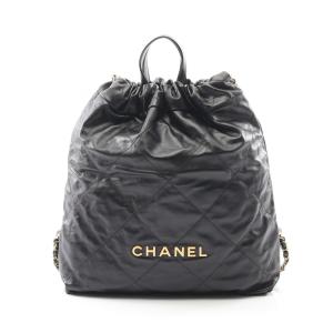 シャネル シャネル 22 ラージ ブランドオフ CHANEL レザー リュックサック バックパック ラムスキン 中古 レデ