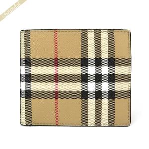 バーバリー BURBERRY 二つ折り財布 メンズ ヴィンテージチェック ベージュ系 8065636｜brandol-s