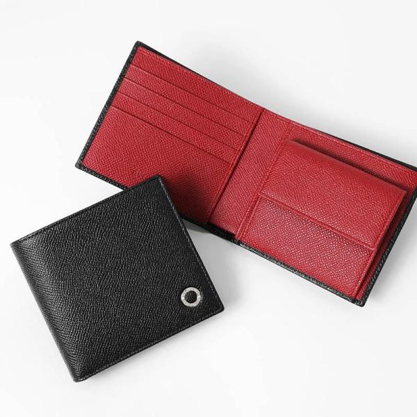 ブルガリ BVLGARI 二つ折り財布 メンズ バイカラー ウォレット ブラック ボルドー 2882...
