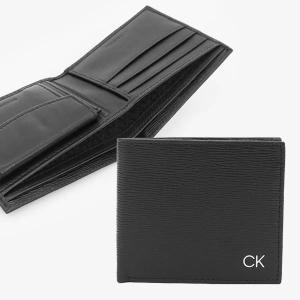 《ポイント9倍》カルバンクライン Calvin Klein 二つ折り財布 メンズ CK ロゴ コンパクトウォレット レザーブラック 31CK130008｜brandol-s